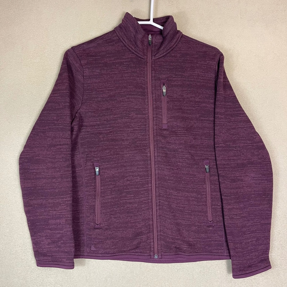 UNTUCKit Kezoh Full Zip Jacket Mens Small Purple Knit Mock Neck Pockets
